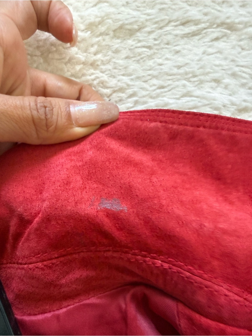 Charter Club Petite Red Suede Leather Jacket Y2K Moto Zip Front 90s Minimalist - Picture 13 of 13
